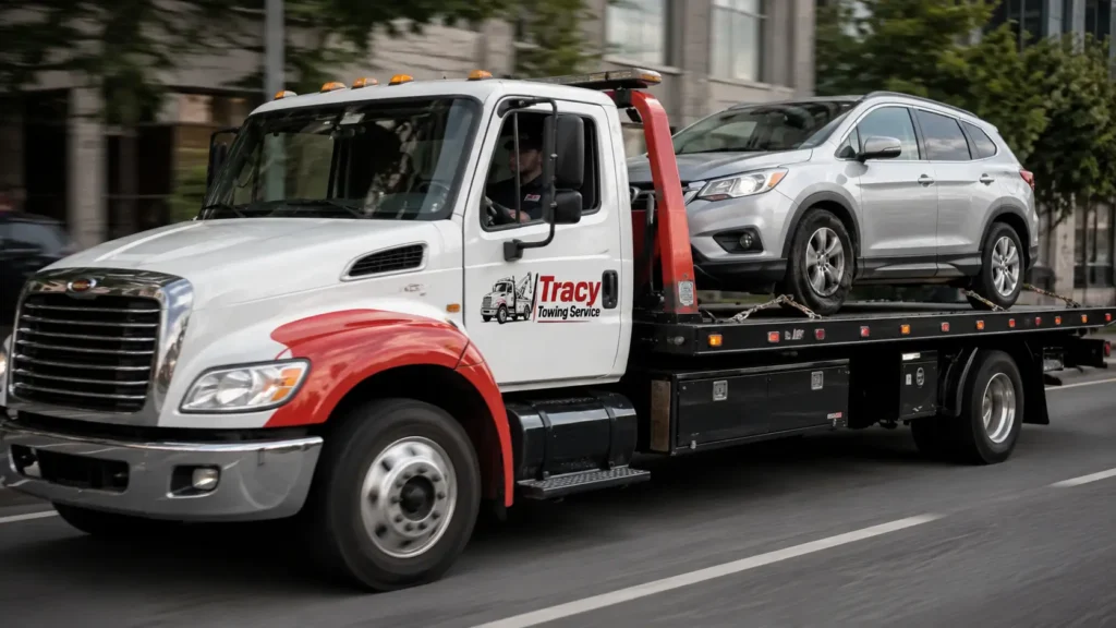 tracy towing company transporting SUV in tracy