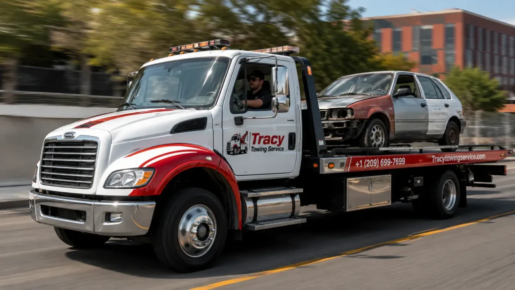 tracy towing service technician towed junk car away in tracy